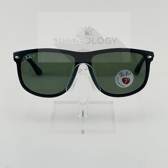 RB4147 601/58 Ray Ban Boyfriend Polished Black Frame / Green Polarized Lens 60mm - Picture 2 of 10